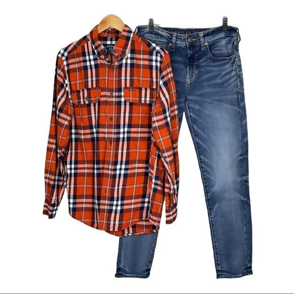 Men’s Faded Glory Plaid Long Sleeve Button Down Shirt - Picture 1 of 6